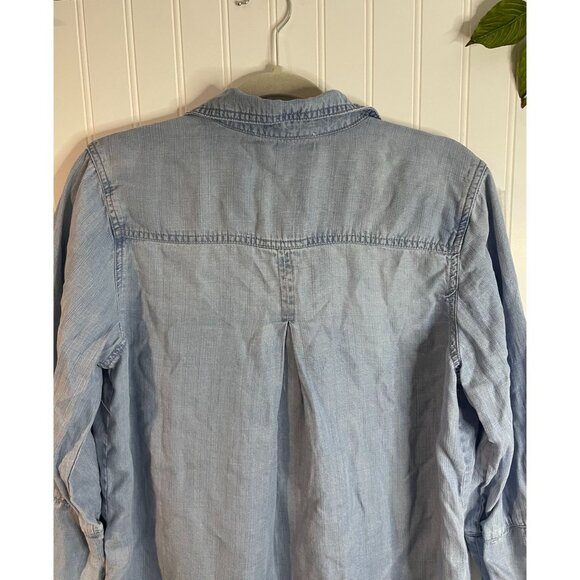 Workshop Republic Clothing Light Blue Tencel-Lyocell Button-Up Tunic Shirt - Picture 5 of 9